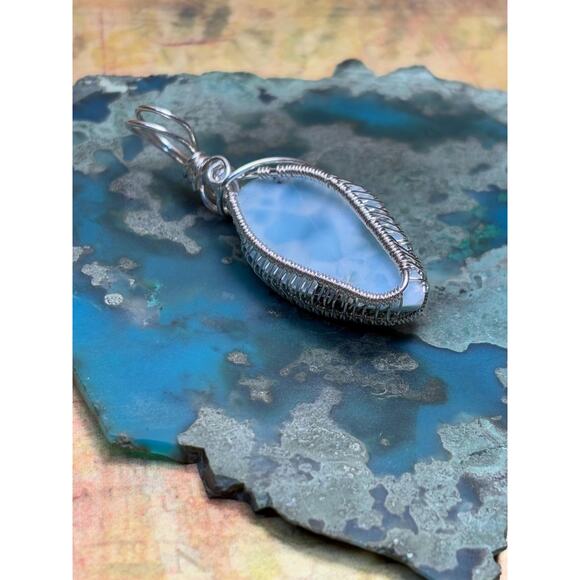 s-l400.jpg Artisan Sterling Silver Larimar Pendant
